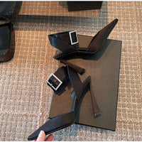 Luxury Satin Rhinestones Square Buckle Pumps