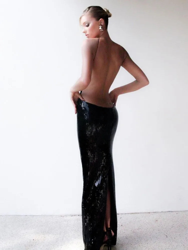 Noir Obsession Sequin Maxi Dress