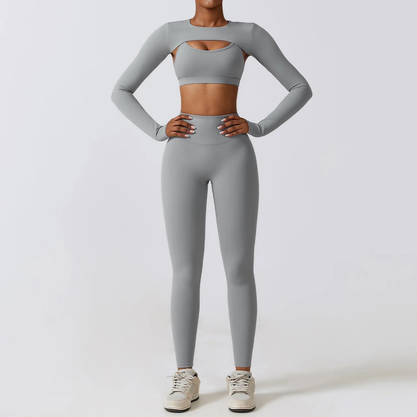 Crop Top Long Sleeve Leggings Set