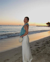 Tie Dye Hollow Out Halter Sexy Tank Top