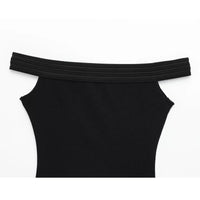 Black off Shoulder Sleeveless Bodysuit