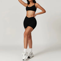 Short Sleeve Gym Crop Top High Waist Legging Set