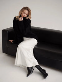 Casual Satin  Loose High Waist Maxi Skirt