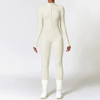 Long Sleeved One-piece Zipper Jumpsuit