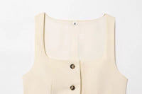 Sleeveless Button up Waistcoat Tank Top