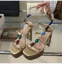 Platform Wedge Colorful Gem Ultra High Heels