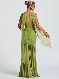 Off-shoulder Ruched Backless Sexy Maxi Dress