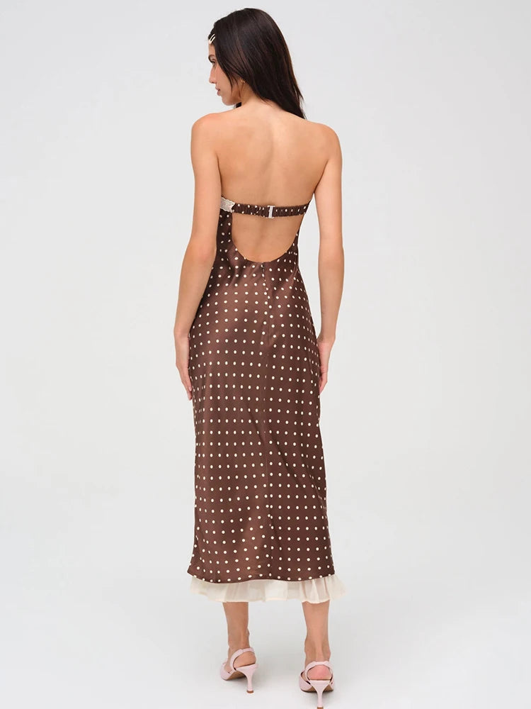 Lace Strapless Backless Sexy Midi Dress