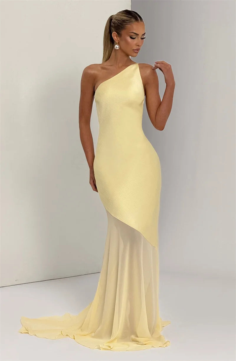 One Shoulder Backless Sexy Maxi Dress