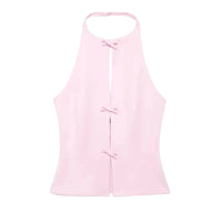 Bow Rhinestone Cut Out Backless Top