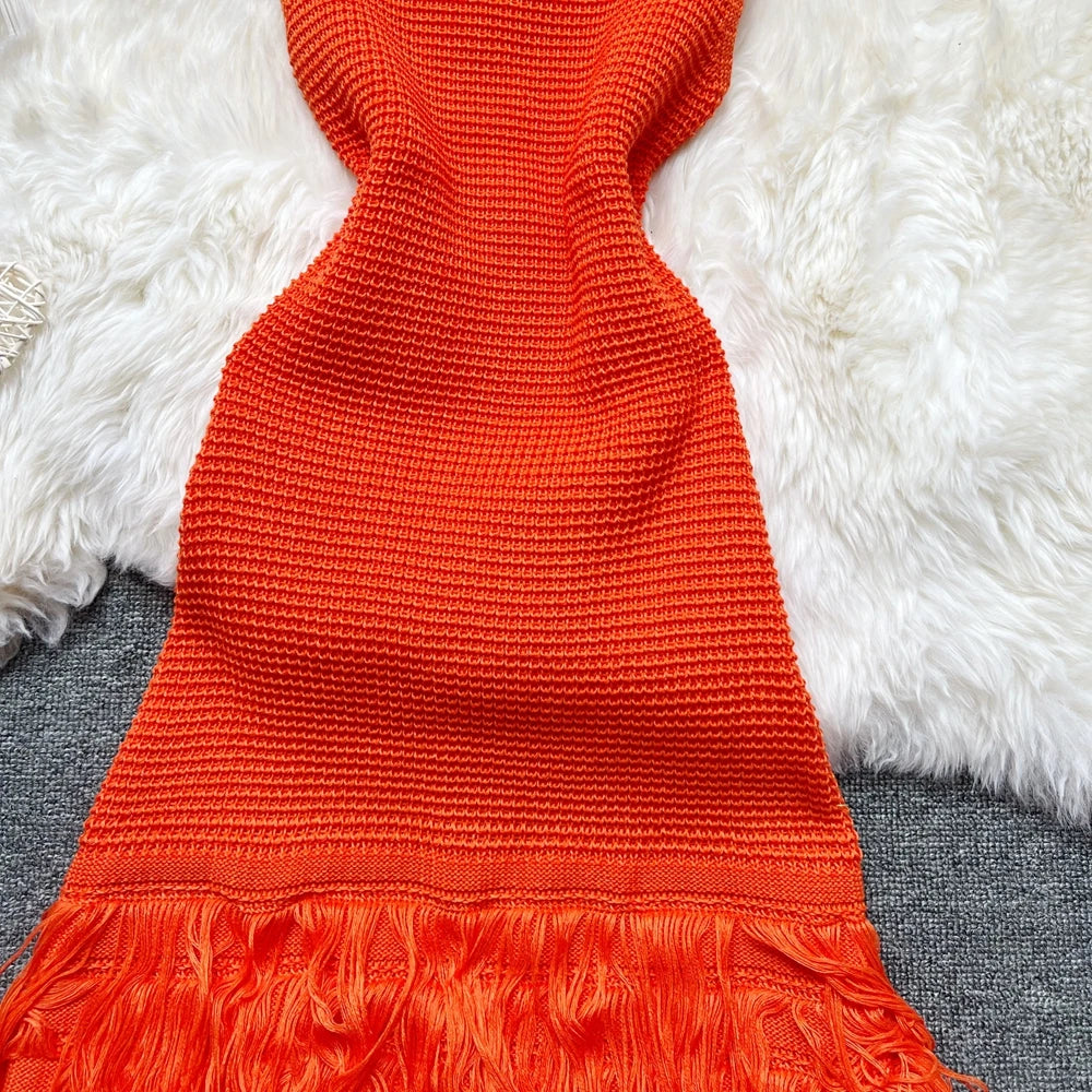 Tropical Flame Fringe Dress