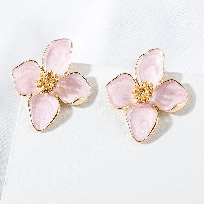 Flower Stud Pink White Flower Earring