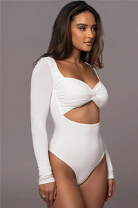 Hollow Out Long Sleeve Square Collar Bodysuit