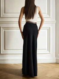 Casual Satin  Loose High Waist Maxi Skirt
