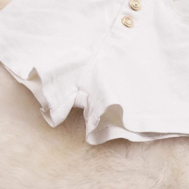 High Waist Single Breasted Tunic Solid Color Shorts