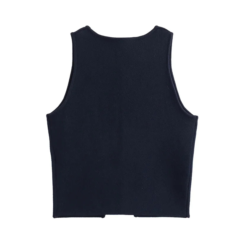 Cropped Sleeveless Knit Vest