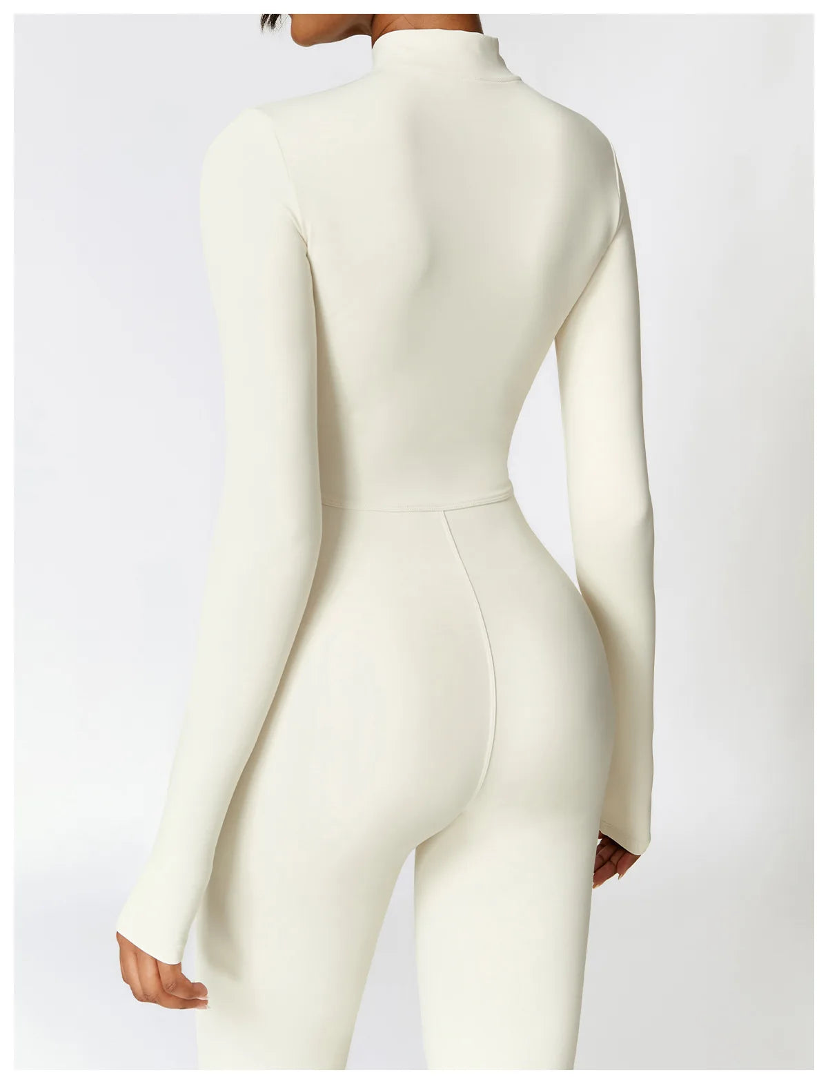 Long Sleeved One-piece Zipper Jumpsuit