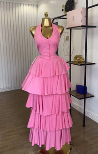 Sleeveless Vest Tops+Pleated Tiered Skirts Set