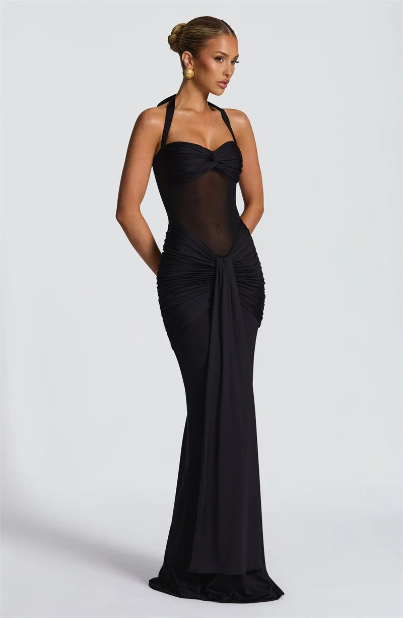 Midnight Muse Draped Maxi Dress
