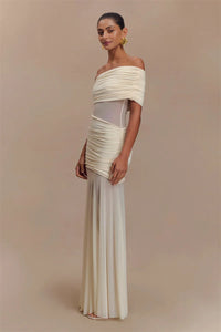 One Shoulder Mesh Sexy Maxi Dress