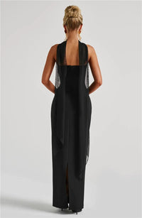 Scarf Collar Strapless Sexy Maxi Dress