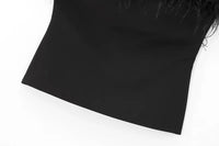 Black Feather Corset Tube Top