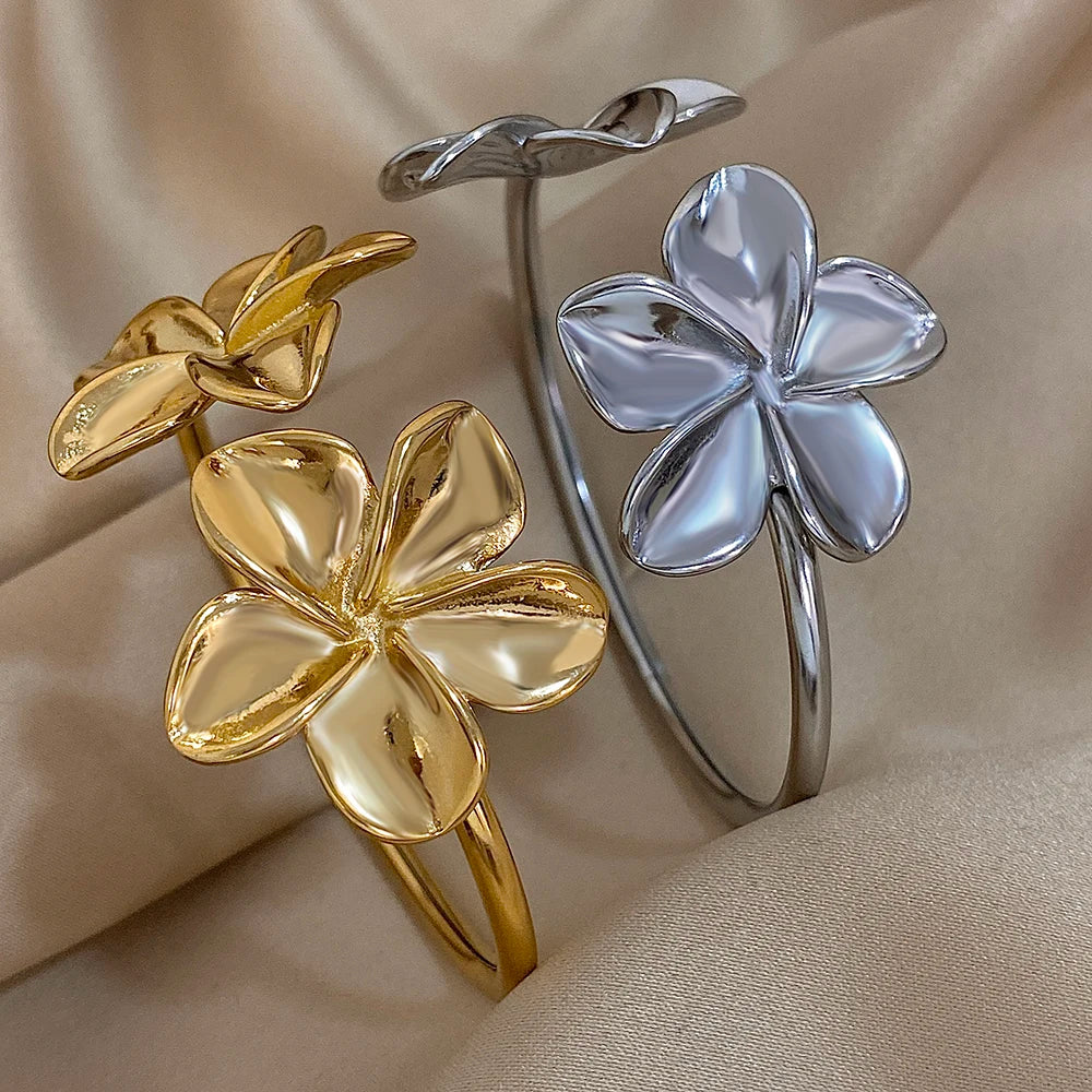 Double Flower Cuff Bracelet