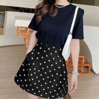 High Waist Polka Dot A-Line Puffy Mini Skirt