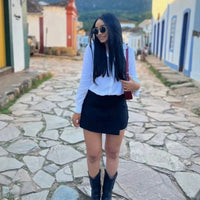 High Waist Mini Asymmetric Skort