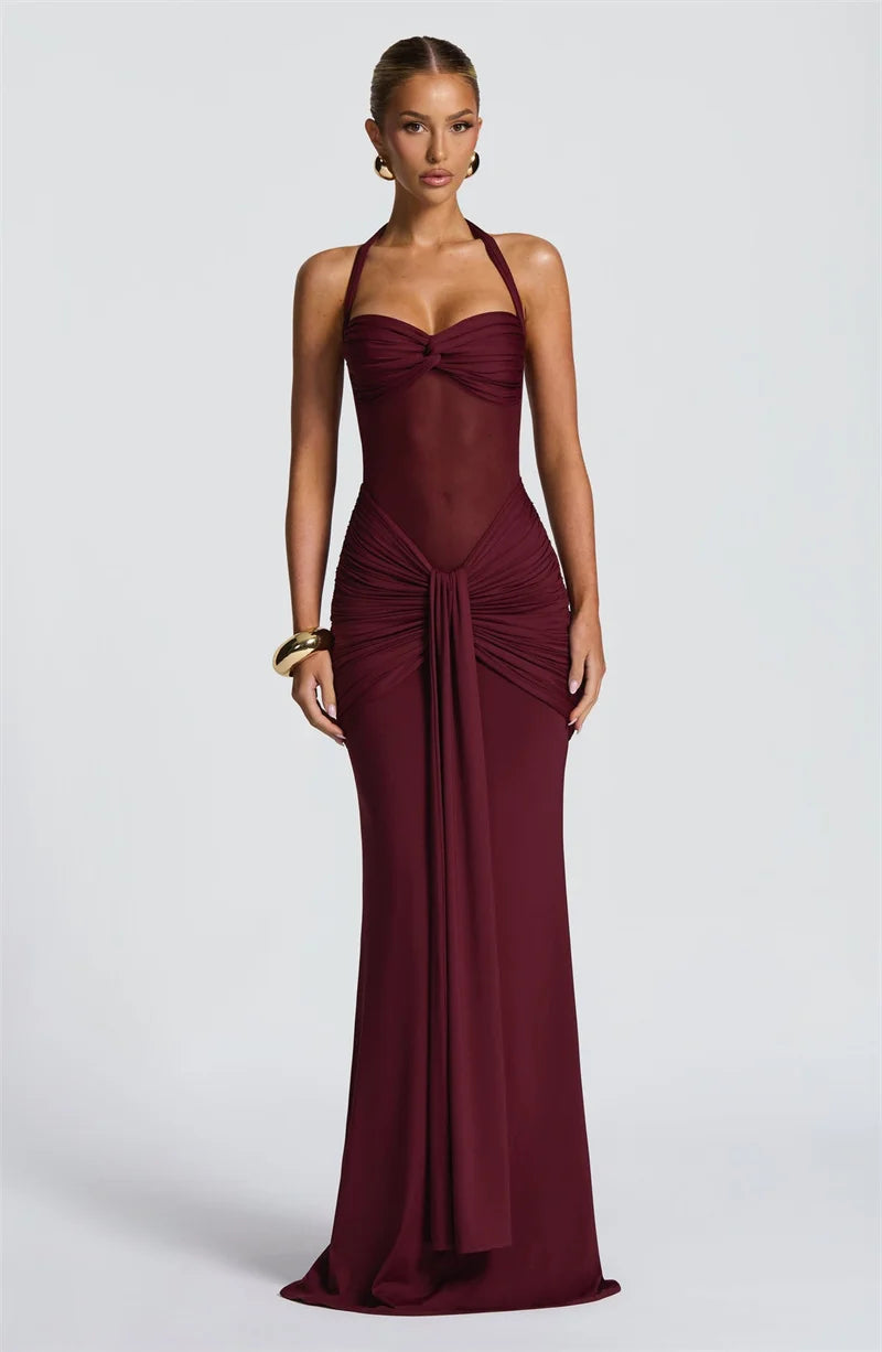 Midnight Muse Draped Maxi Dress