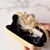 Metallic Flower Embellished Clutch Bag