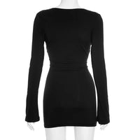 Deep V Neck Long Sleeve Sexy Mini Dress