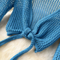 Long Sleeve V Neck Short Top+Adjustable Waist Split Long Skirt Set