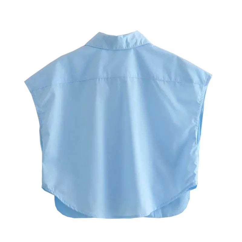 Cropped Button Short sleeve Crop top