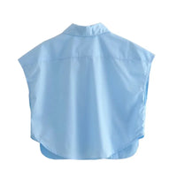 Cropped Button Short sleeve Crop top