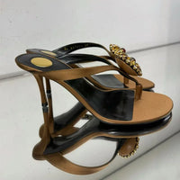 Rhinestone Flower Decor Heeled Slippers