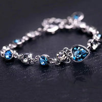 Blue Crystal Heart Charm Bracelet