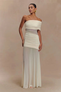 One Shoulder Mesh Sexy Maxi Dress