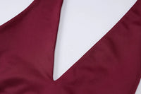 Elegant Halter High Waist A-line Deep V Neck Mini Dress