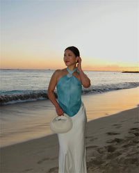 Tie Dye Hollow Out Halter Sexy Tank Top