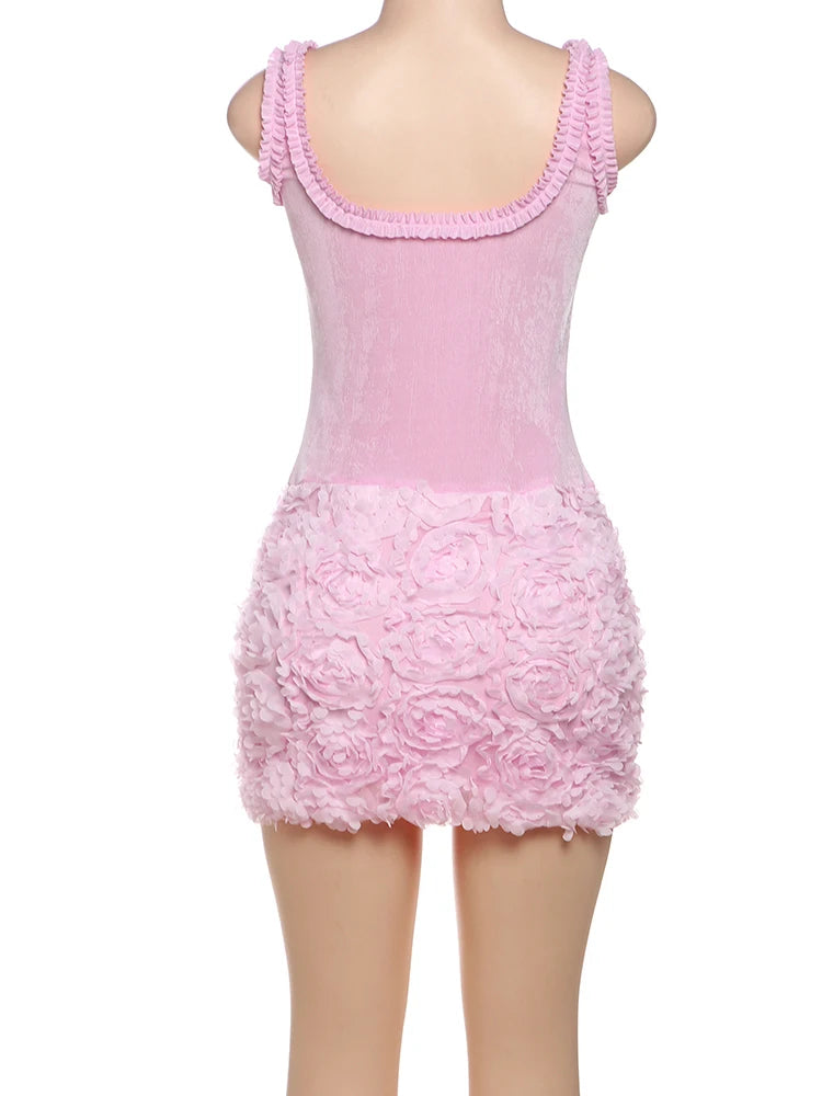 Flowers Hem Mini Dress