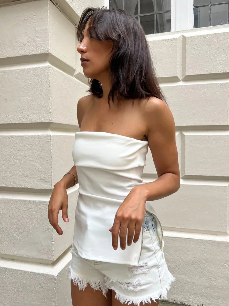 Sleeveless Bustier Tube Corset Top