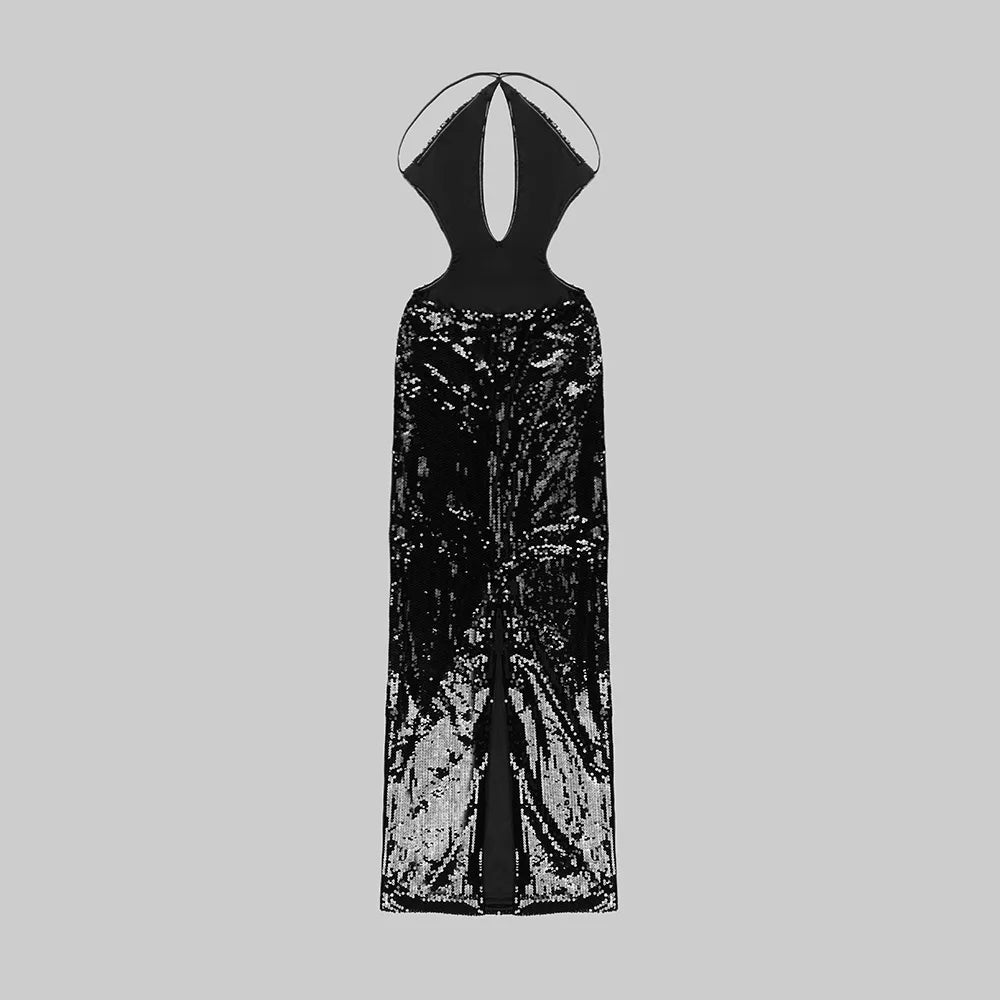 Noir Obsession Sequin Maxi Dress