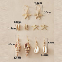 Starfish Conch Design Earring Set