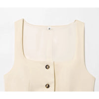 Sleeveless Button up Waistcoat Tank Top