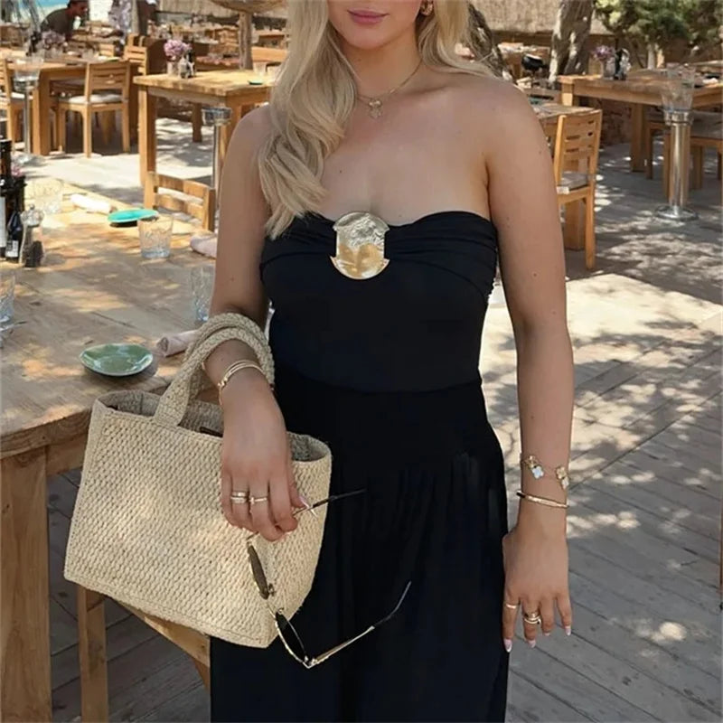 Off Shoulder Sleeveless Tight Bodysuit