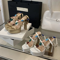 Platform Wedge Colorful Gem Ultra High Heels