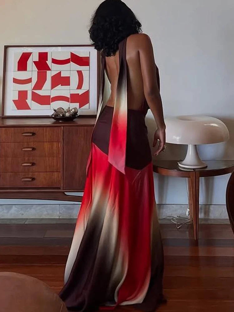 Halter Slim Backless Maxi Dress
