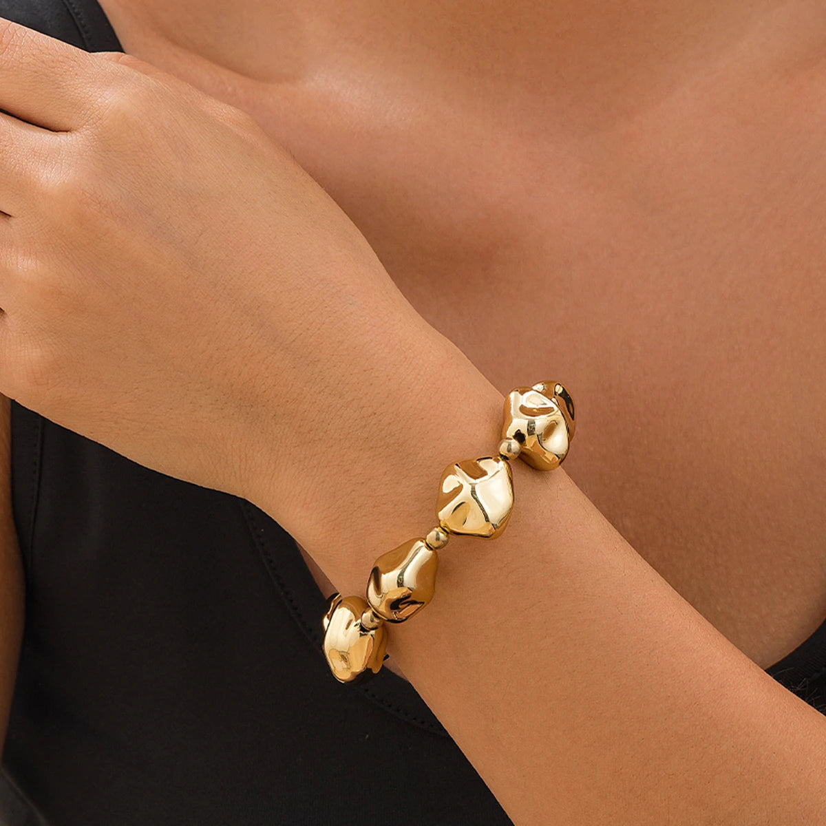 Irregular Geometric CCB Beads Choker Necklace Charm Bracelet Set