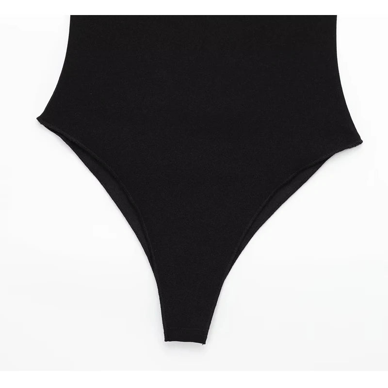 Black off Shoulder Sleeveless Bodysuit